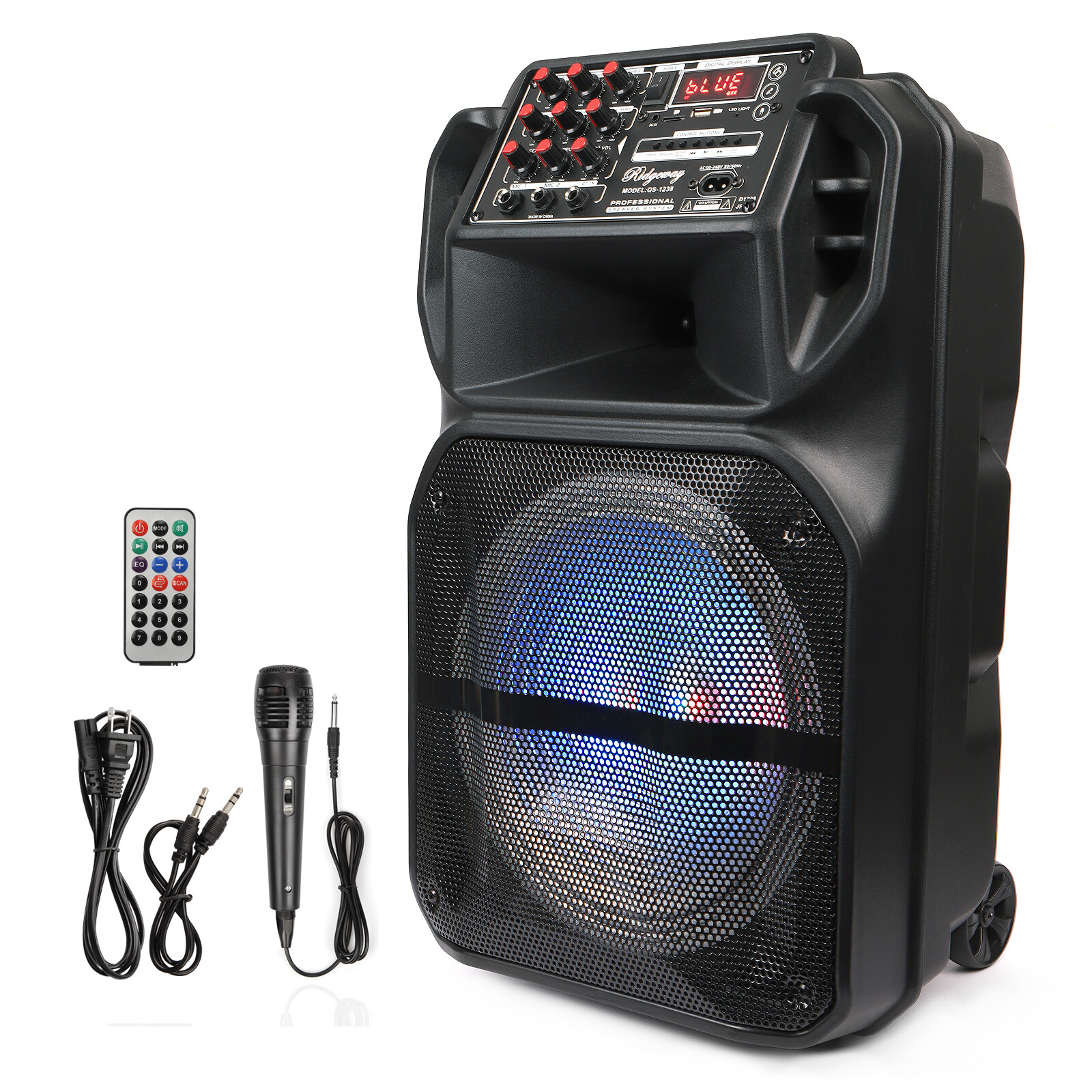 12'' Portable Bluetooth Speaker Heavy Bass Sound Party Speaker FM AUX w/ mic