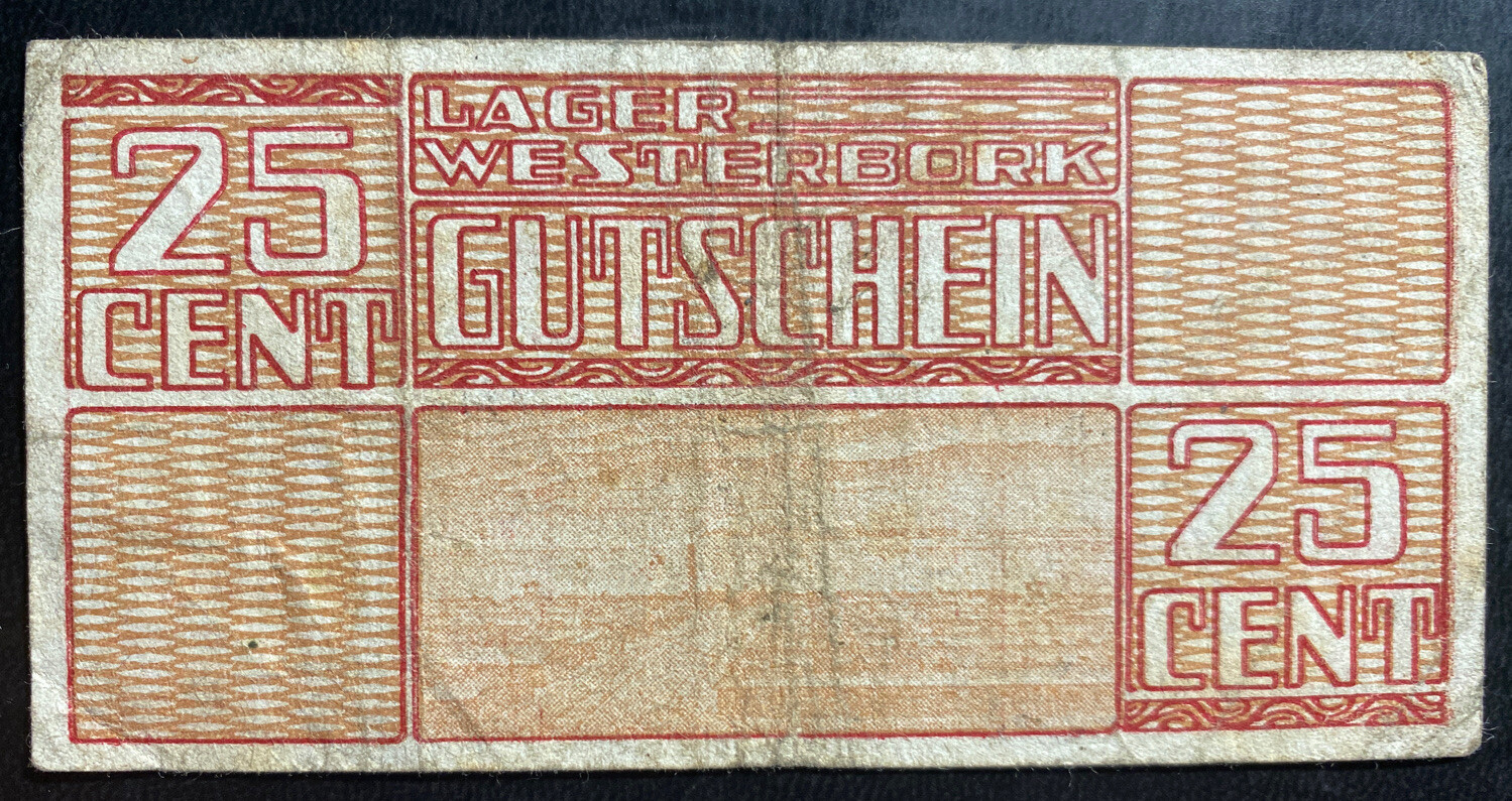25 Cent Netherlands Westerbork Concentration Camp Currency Bill Note kz 1