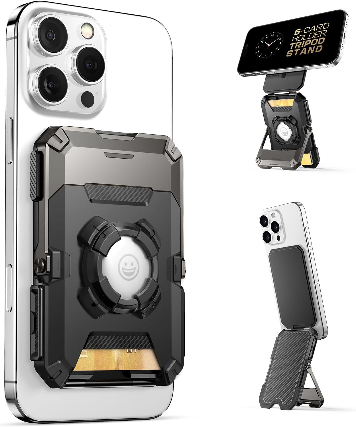 For iPhone17/16/15/14/13/12 Serie SUPCASE MagSafe Wallet W/ AirTag Holder Tripod
