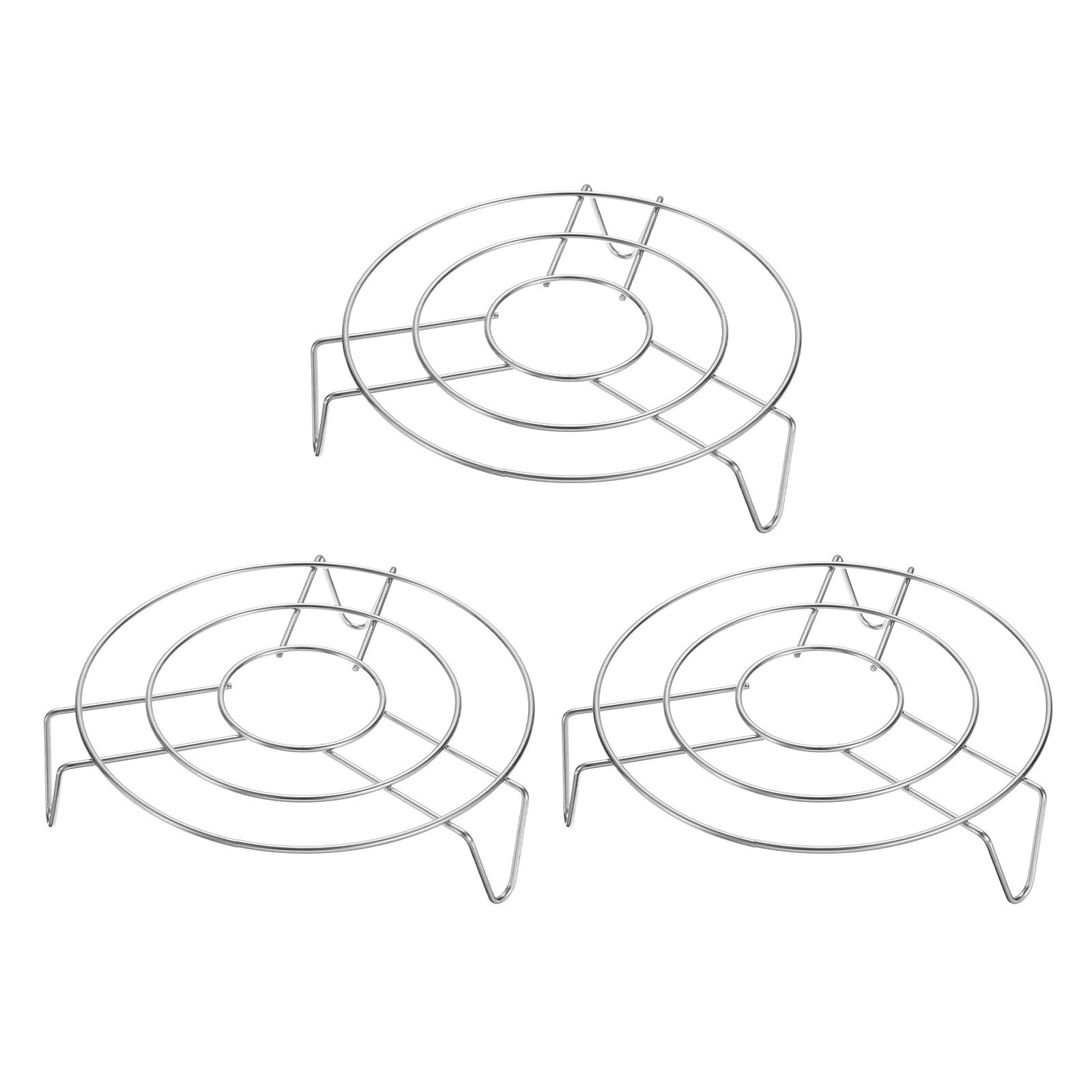 3pcs Round Cooking Rack 7.9" Dia Stainless Steel 2" Tall for Cooking Silver