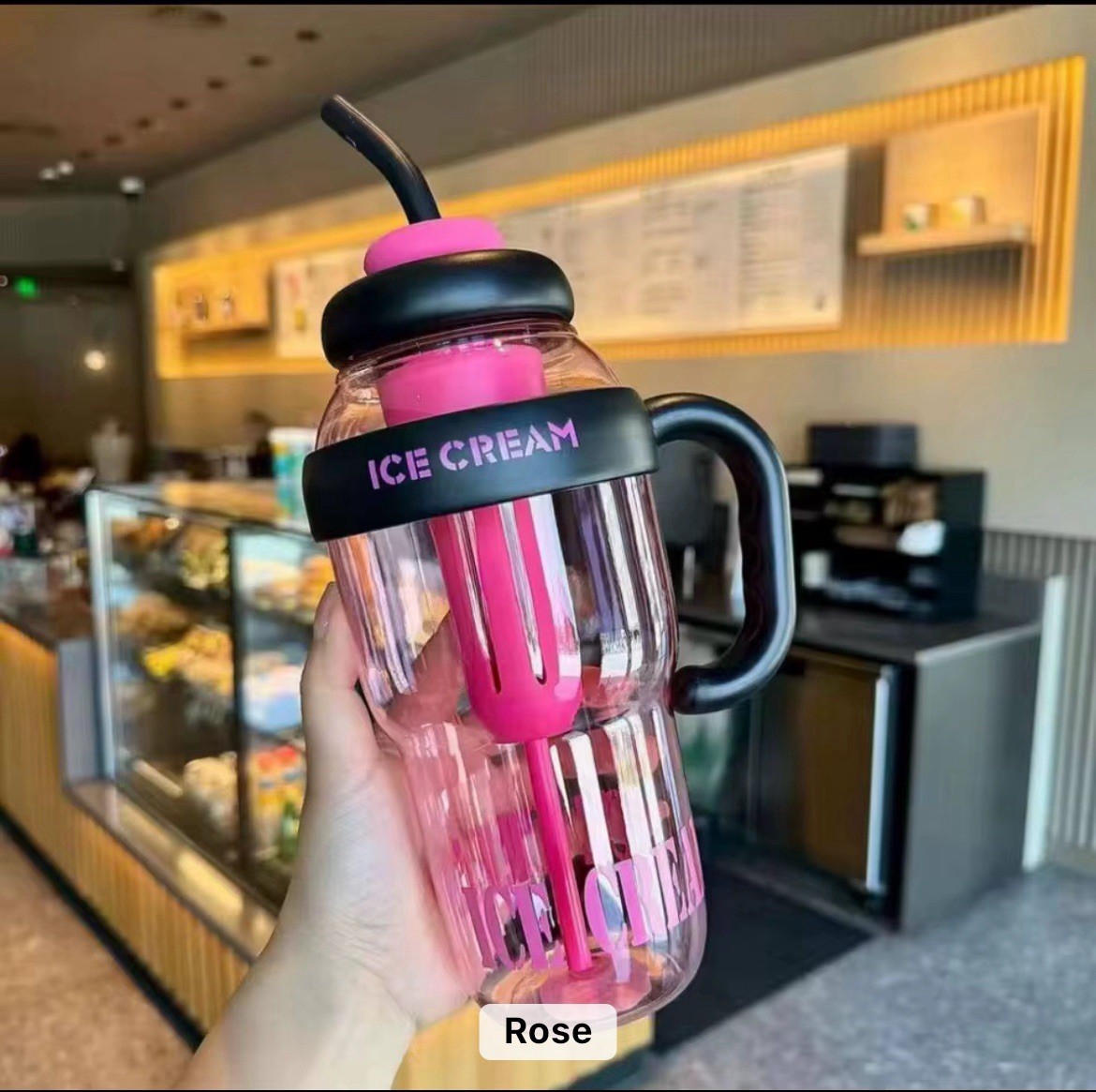Ice Cream Tumbler Large Sport Plastic Bottle Leakproof Water Bottle 1400 Ml