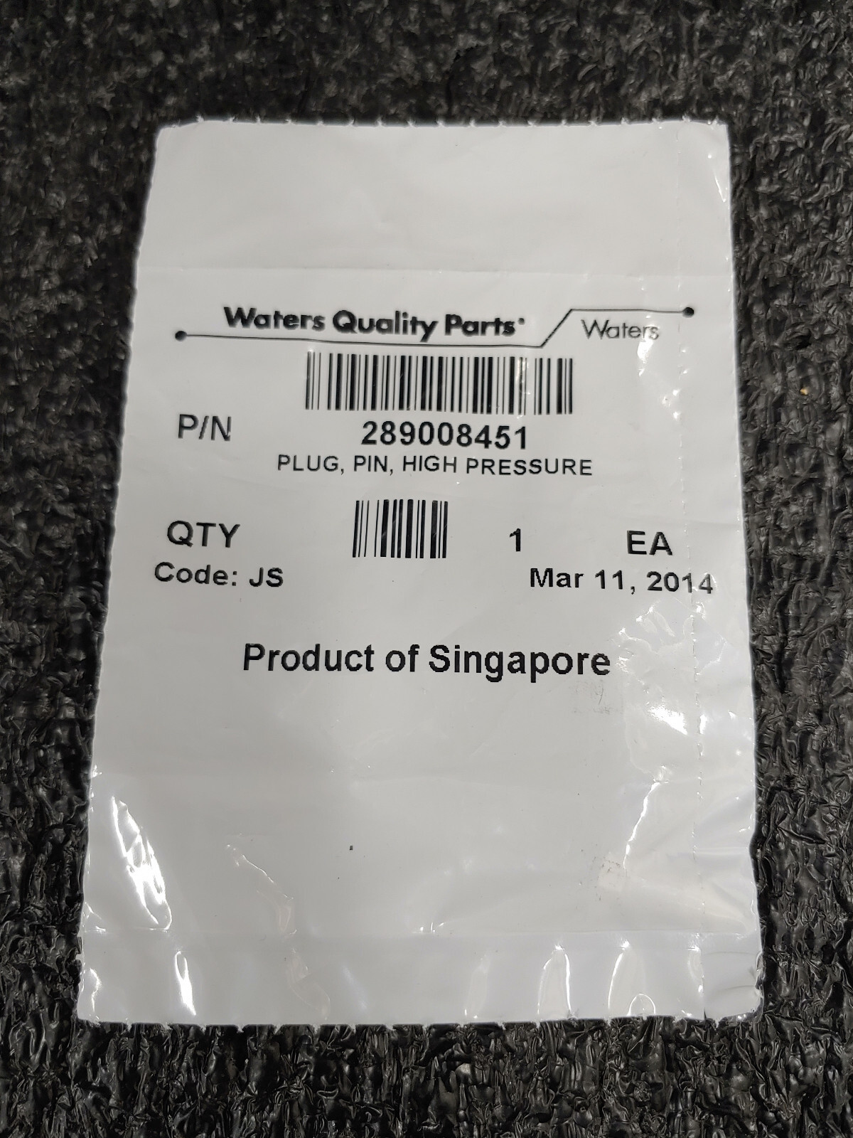 WATERS QUALITY PARTS 289008451 Plug Pin High Pressure