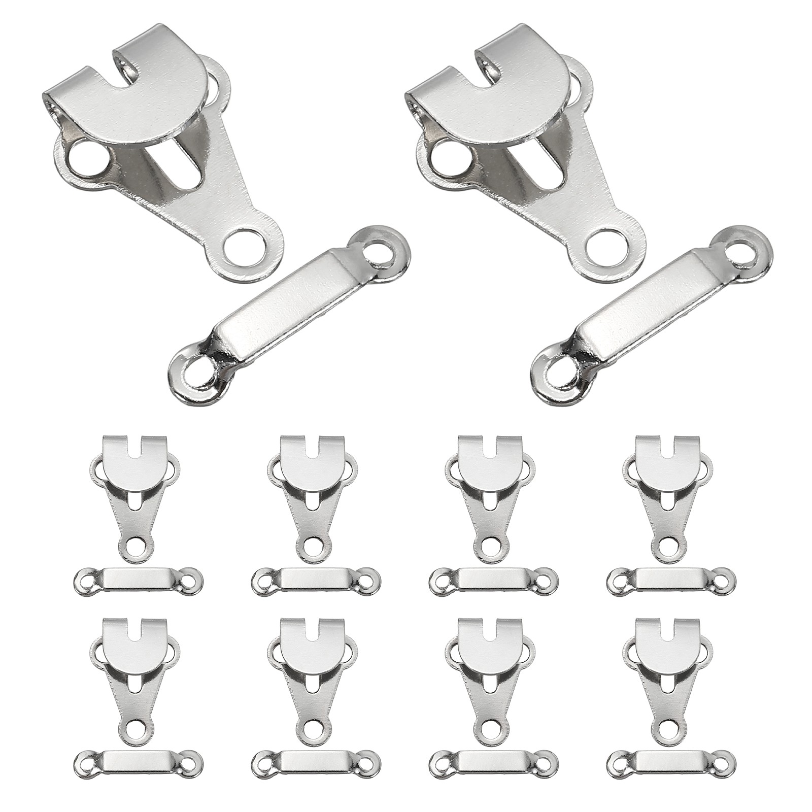10 Sets Hook and Eye Sewing Metal Closure Clasps Replacement Silver 13 x 18mm