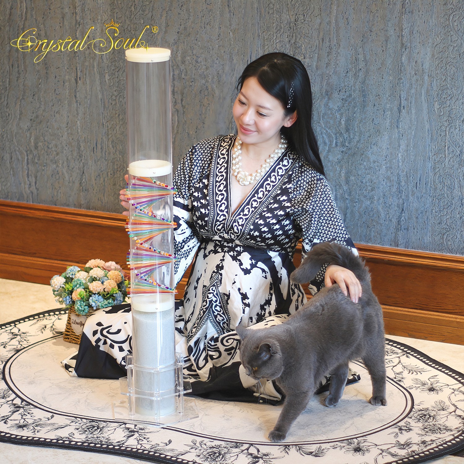 Crystal Soul 15Min DNA Rain Stick for Sound Healing Relaxing Sleep Aid with Base