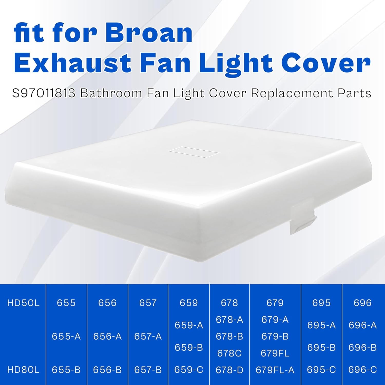 prime&swift S97011813 Light Lens fit for Broan,Bathroom 7" x 7-7/8", White