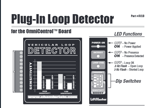 Elite AELD Plug-in Loop Detector Liftmaster Vehicle Gate Exit Safety Sensor