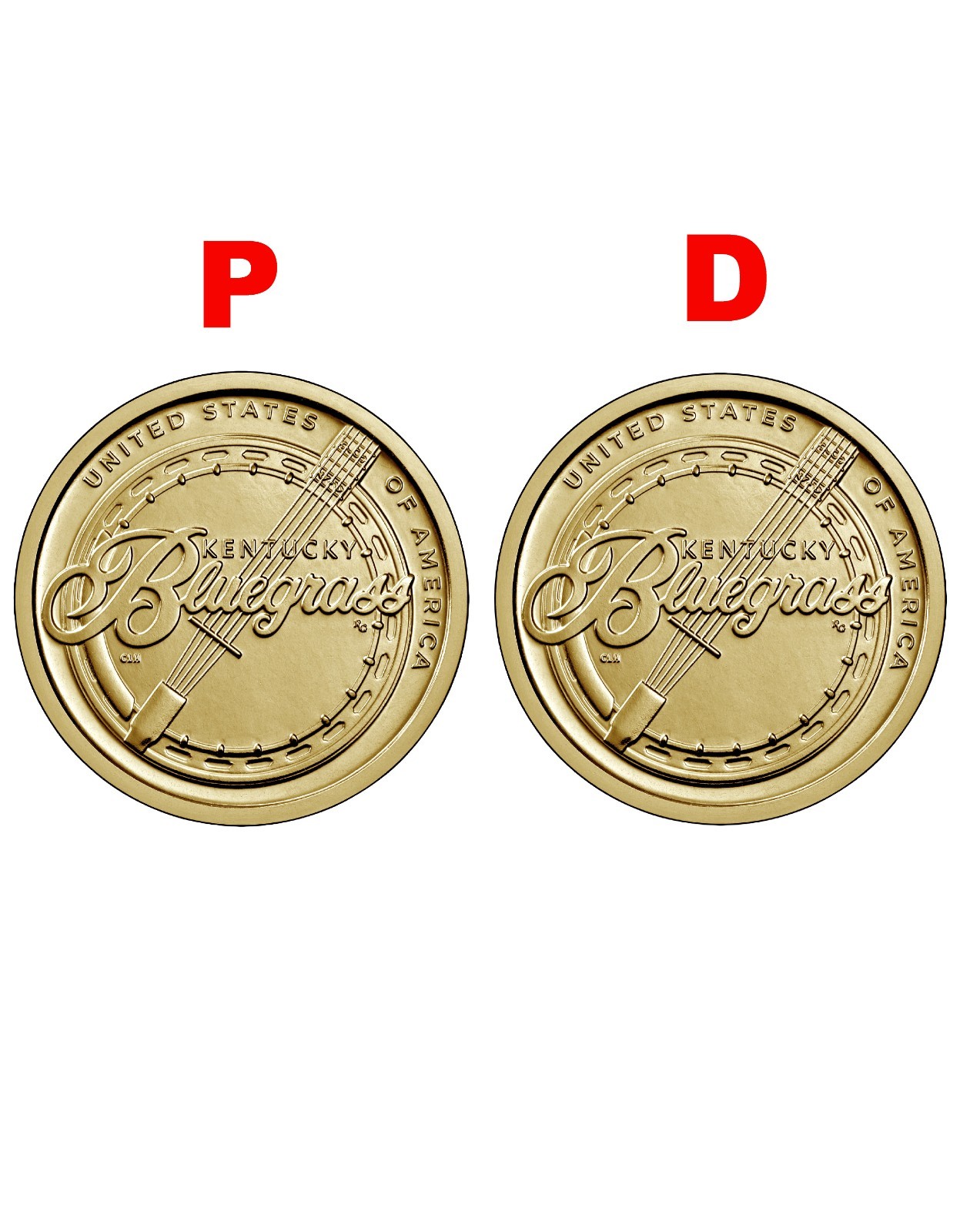 2022 P&D KENTUCKY BLUEGRASS MUSIC INNOVATION DOLLAR UNCIRCULATED $1 (2 COIN SET)