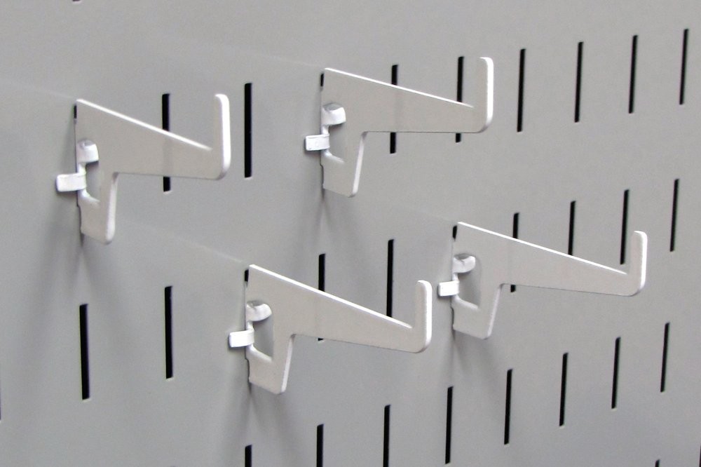 2-7/8 Inch Long Reach Hook Pack Slotted Metal Pegboard Tool Board White Clip