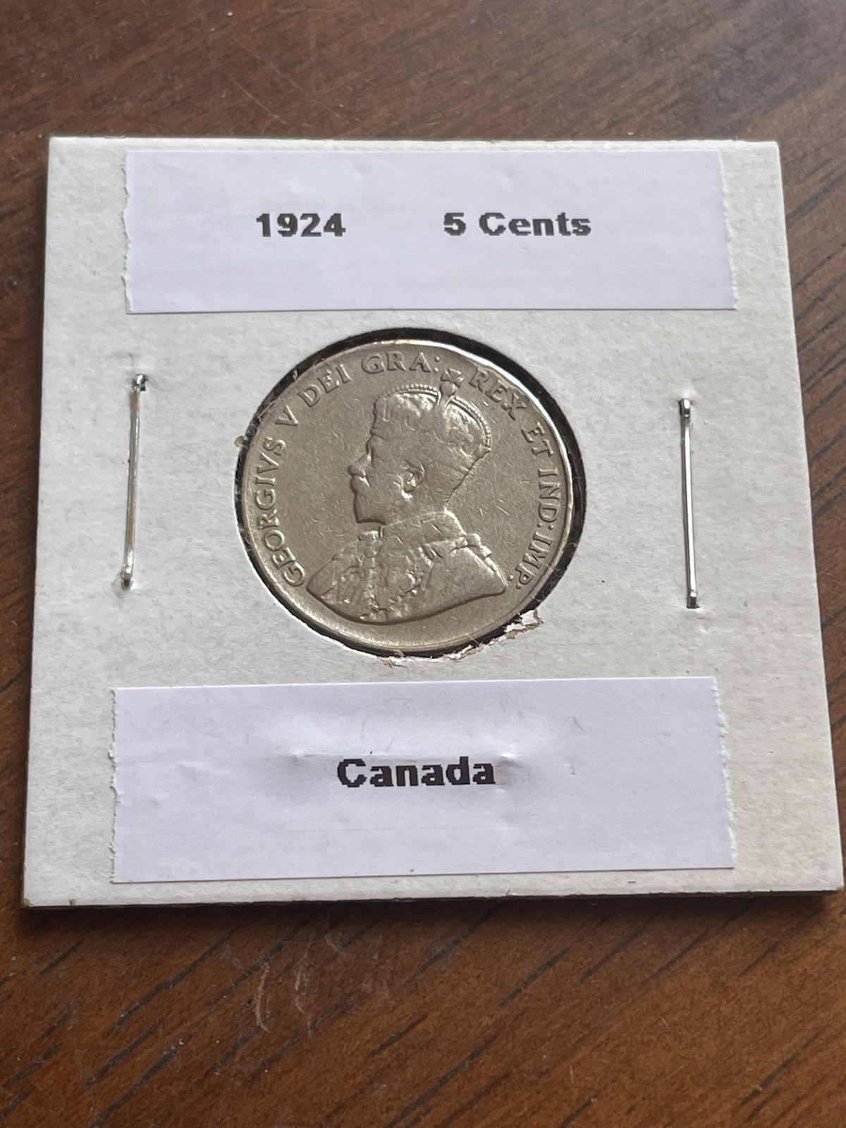 Canada 1924 Five Cents Nickel Coin King George V  Circulated Uncertified