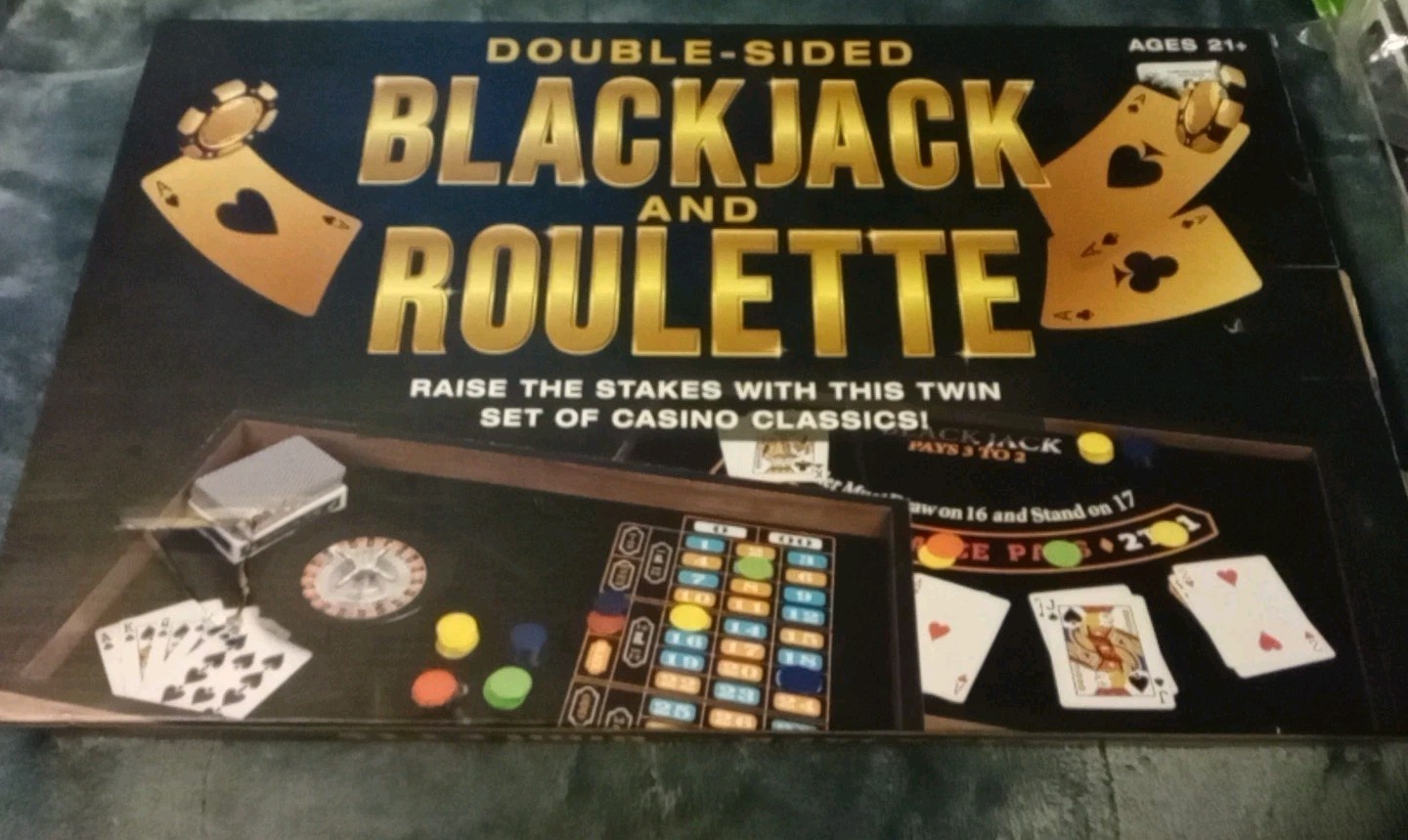 Professor Puzzle Home Casino Set Blackjack & Roulette Double Sided Tabletop Game