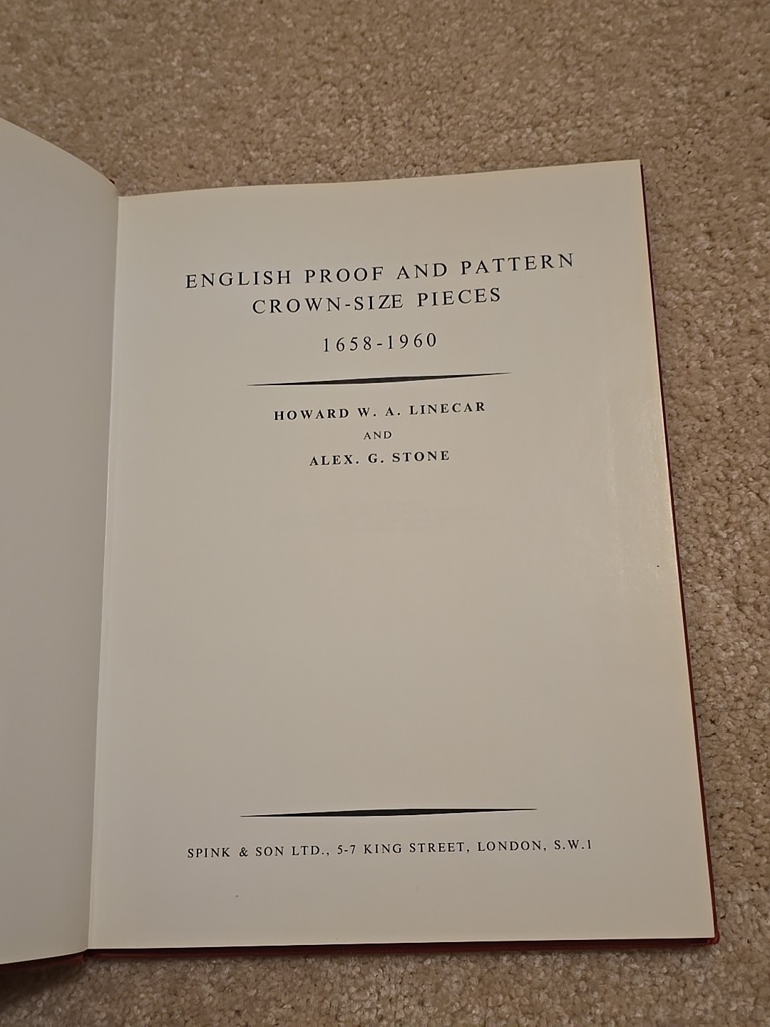 English Proof And Pattern Crown-Size Pieces 1658-1960 Linecar Stone Spink UK GB