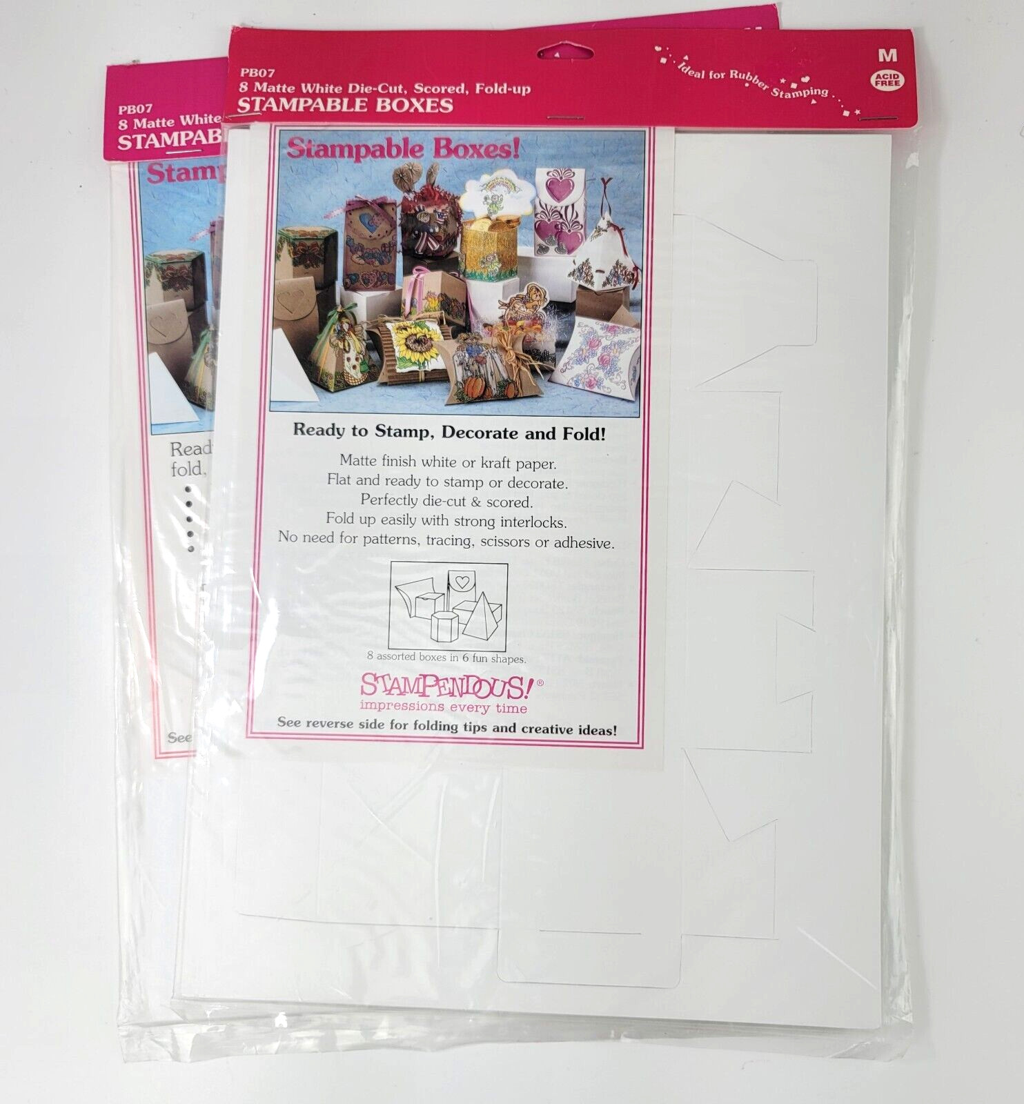 16 Stampendous Stampable White Boxes Die Cut Scored Fold Up Craft Party Favor