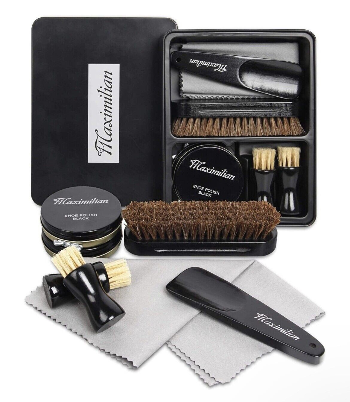 MAXIMILIAN World Class Shoe Shine Polish Care and Cleaning Kit 7 PC