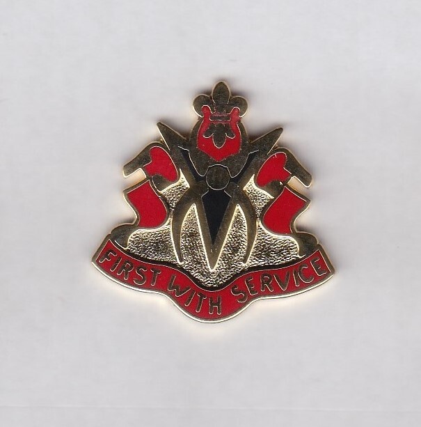 US Army 589th Support Brigade crest DUI badge V-21 c/b clutchback