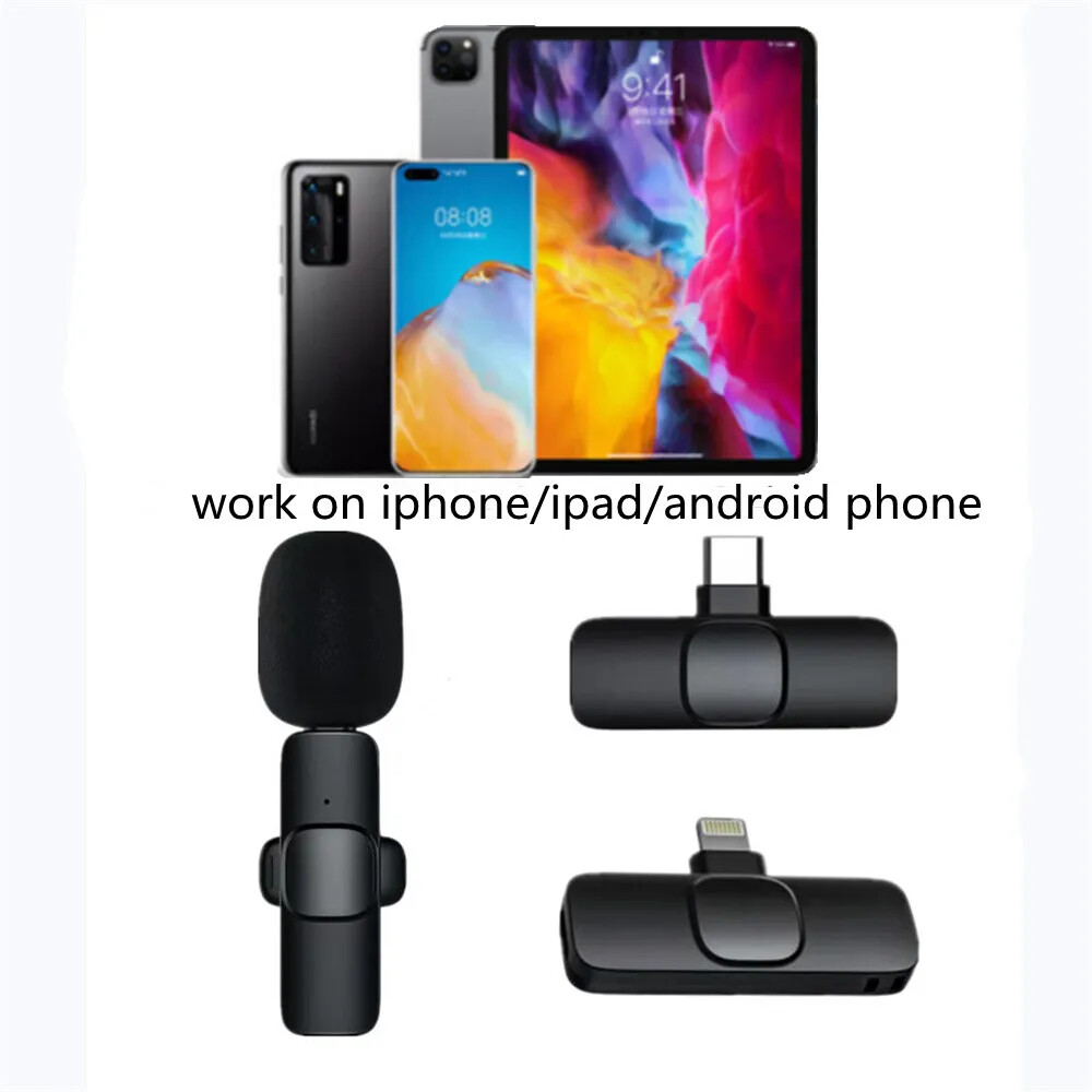Wireless Lavalier Microphone Video Recording Mini Mic Live For iPhone/Android