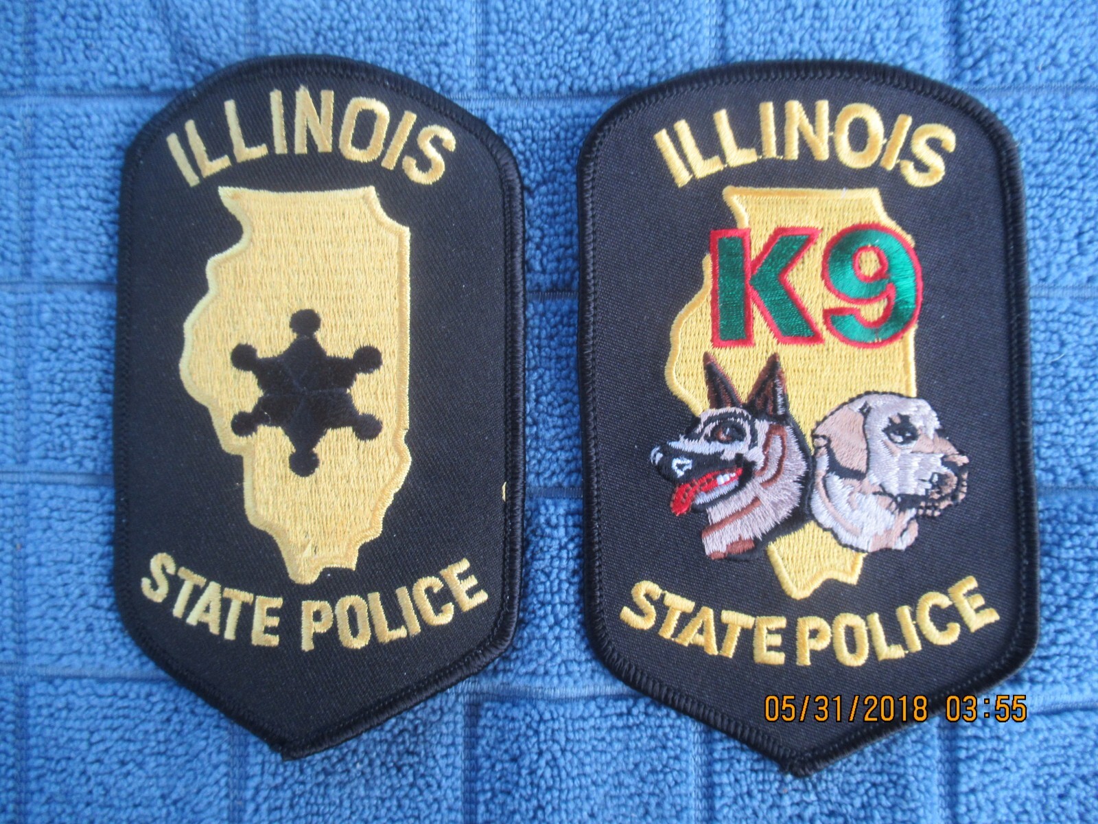 2 illinois state police patchs for display only 1 k-9