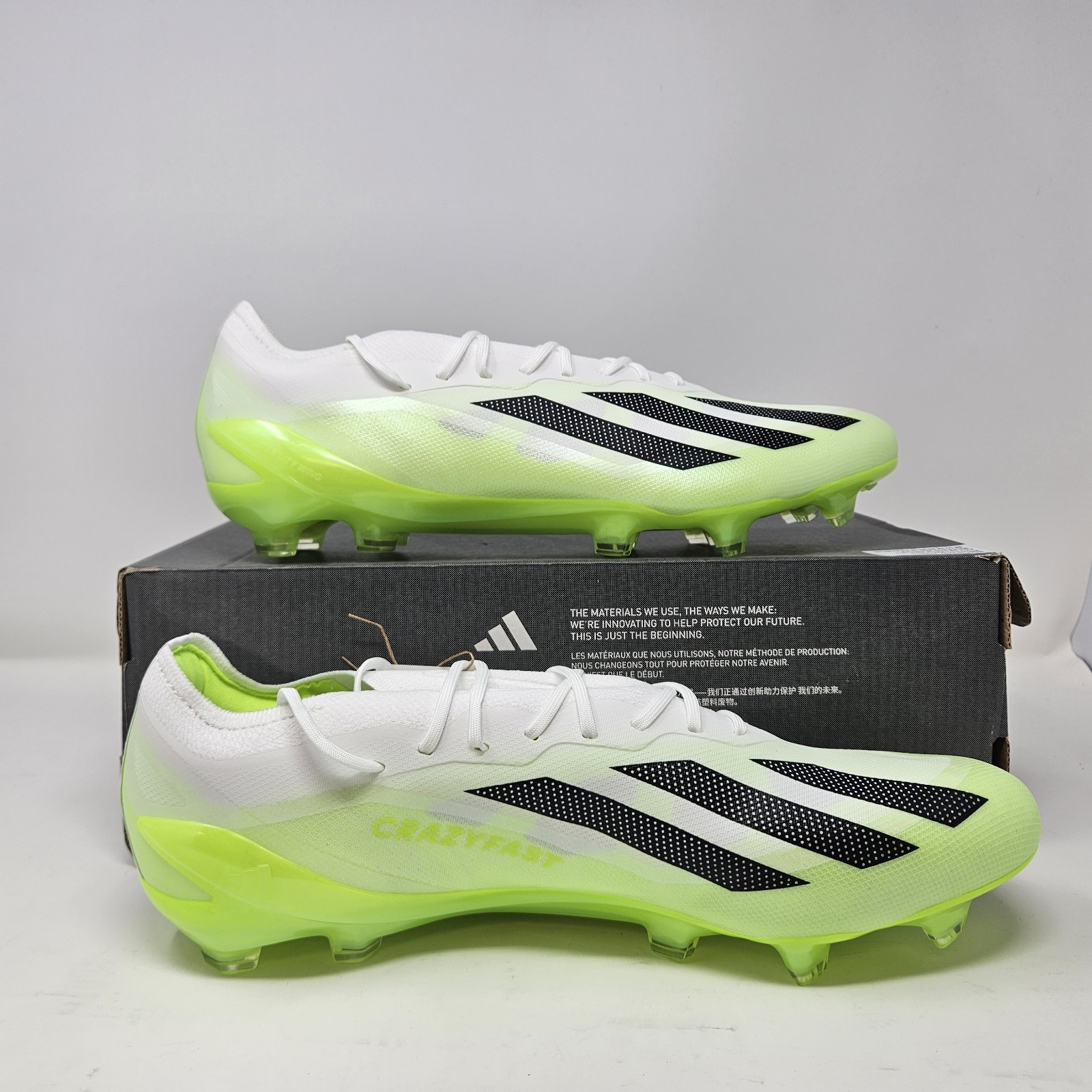 Men's Adidas X Crazyfast.1 FG 'White/Green' Soccer Cleats / HQ4516 / Size 12