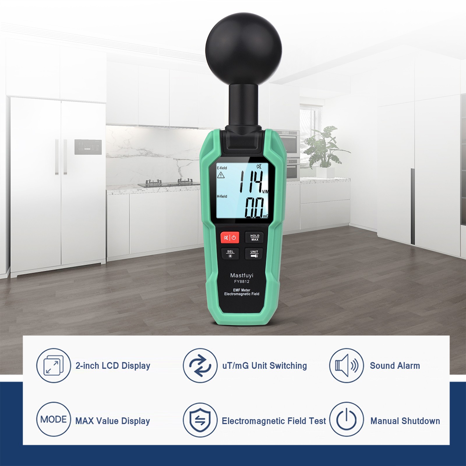 Mastfuyi EMF Meter Electromagnetic Field Tester High E5E2