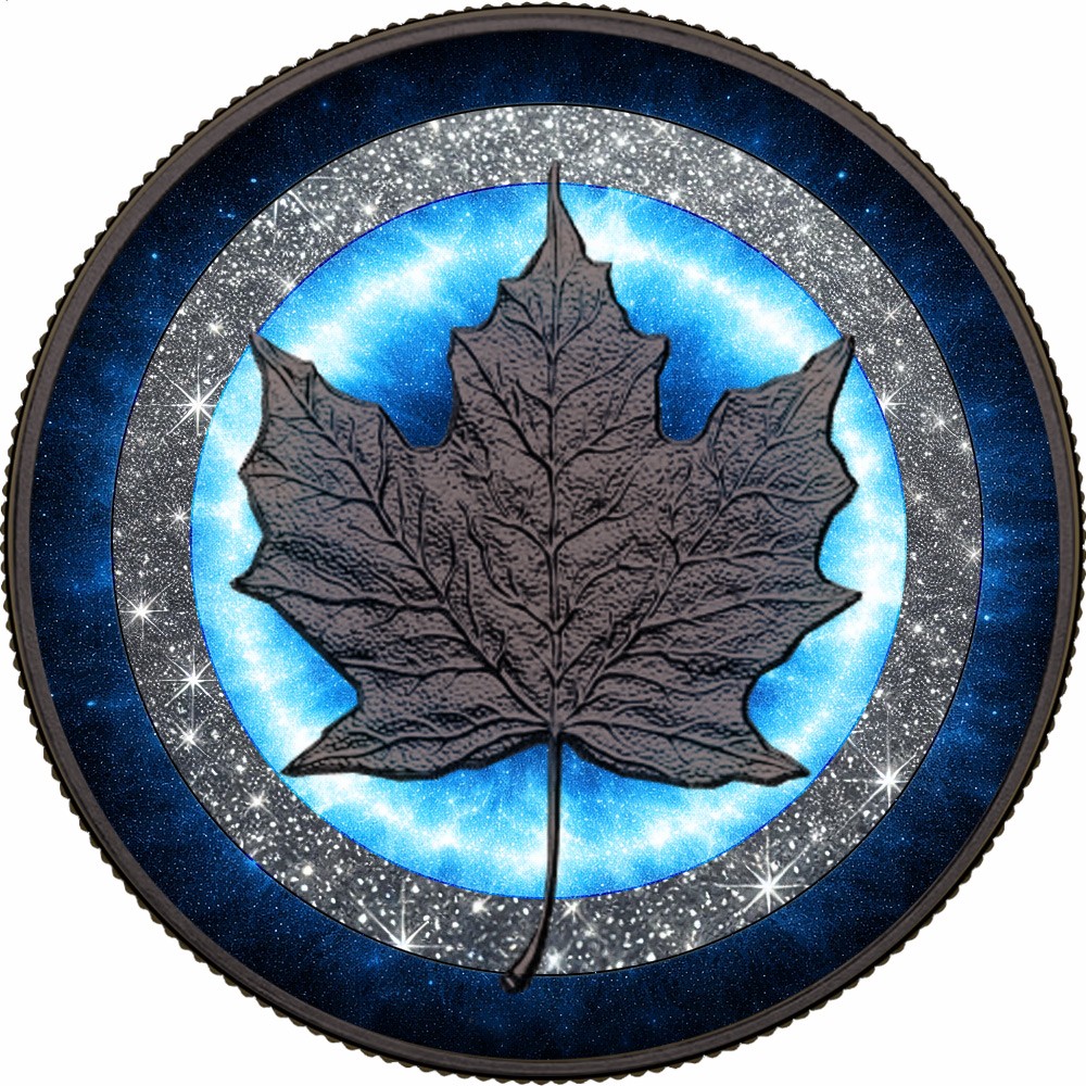 2026 Canada Maple Leaf Diamond Aura Ring 1 oz Silver Coin