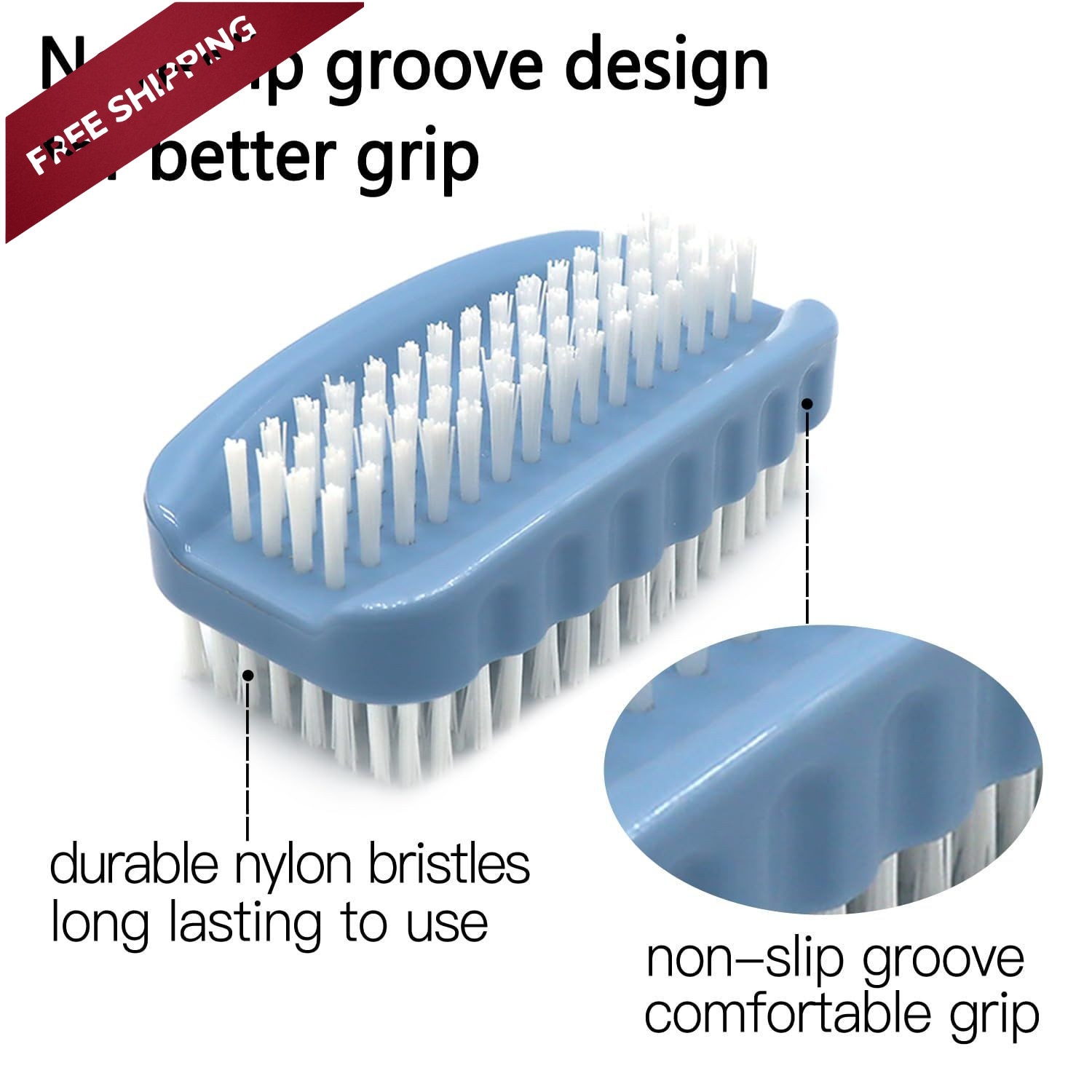 Nail Brush for Cleaning Fingernails Two Sided Hand Fingernail Blue,white