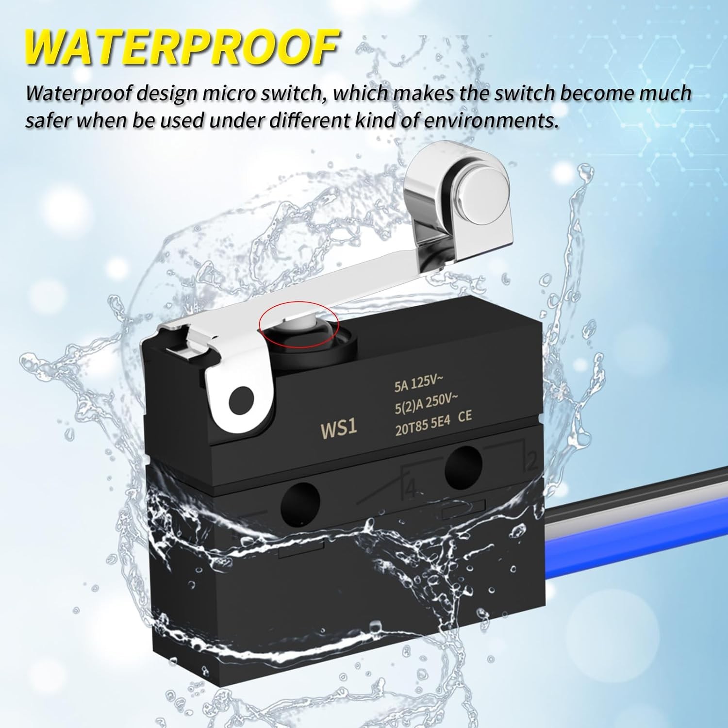 Joinfworld Micro Switch with Lever Waterproof IP67 Sealed Roller Limit...