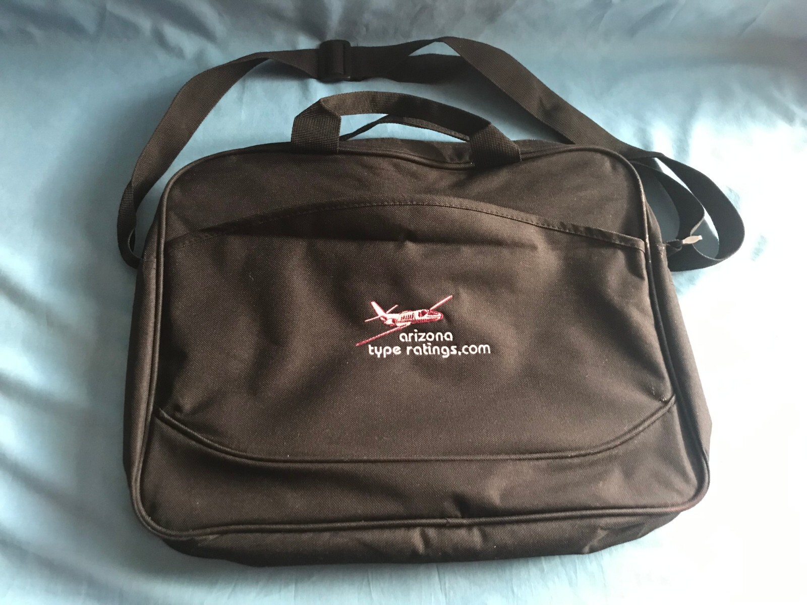 Pre-Owned Black Canvas Arizona Type Ratings Embroidered Pilot Laptop Bag / Tote