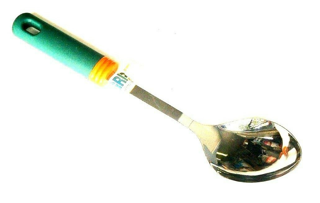 Aronson Basting Spoon Stainless Steel Heavy Grip It Green Handle 12in