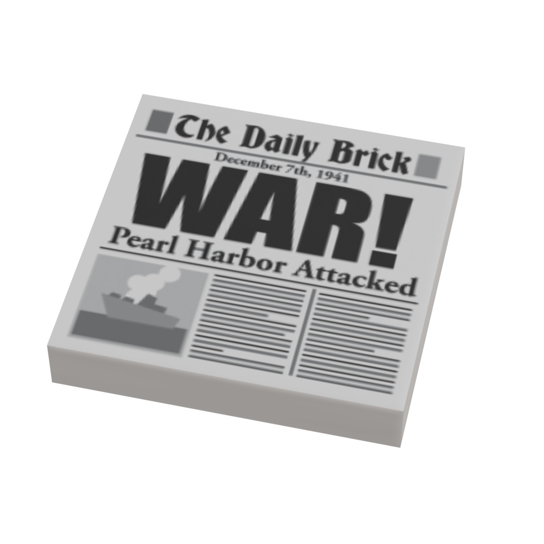 Pearl Harbor Attack WW2 Newspaper (2x2 Tile) made using LEGO part