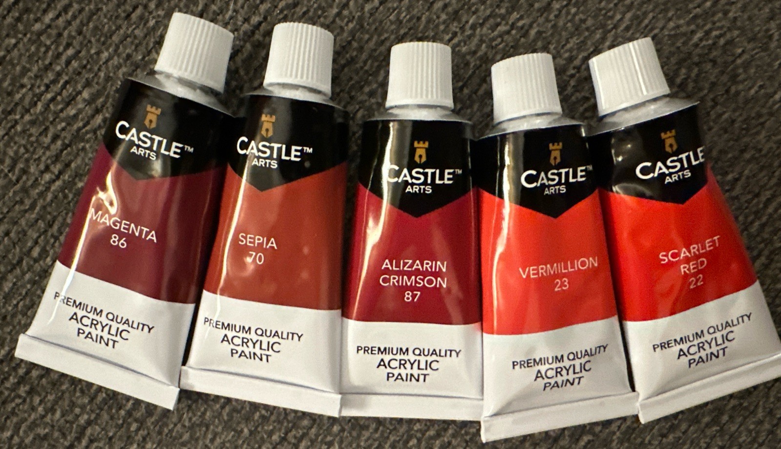 5 Castle Arts Premium Quality Acrylic Paint Tubes 22ml New