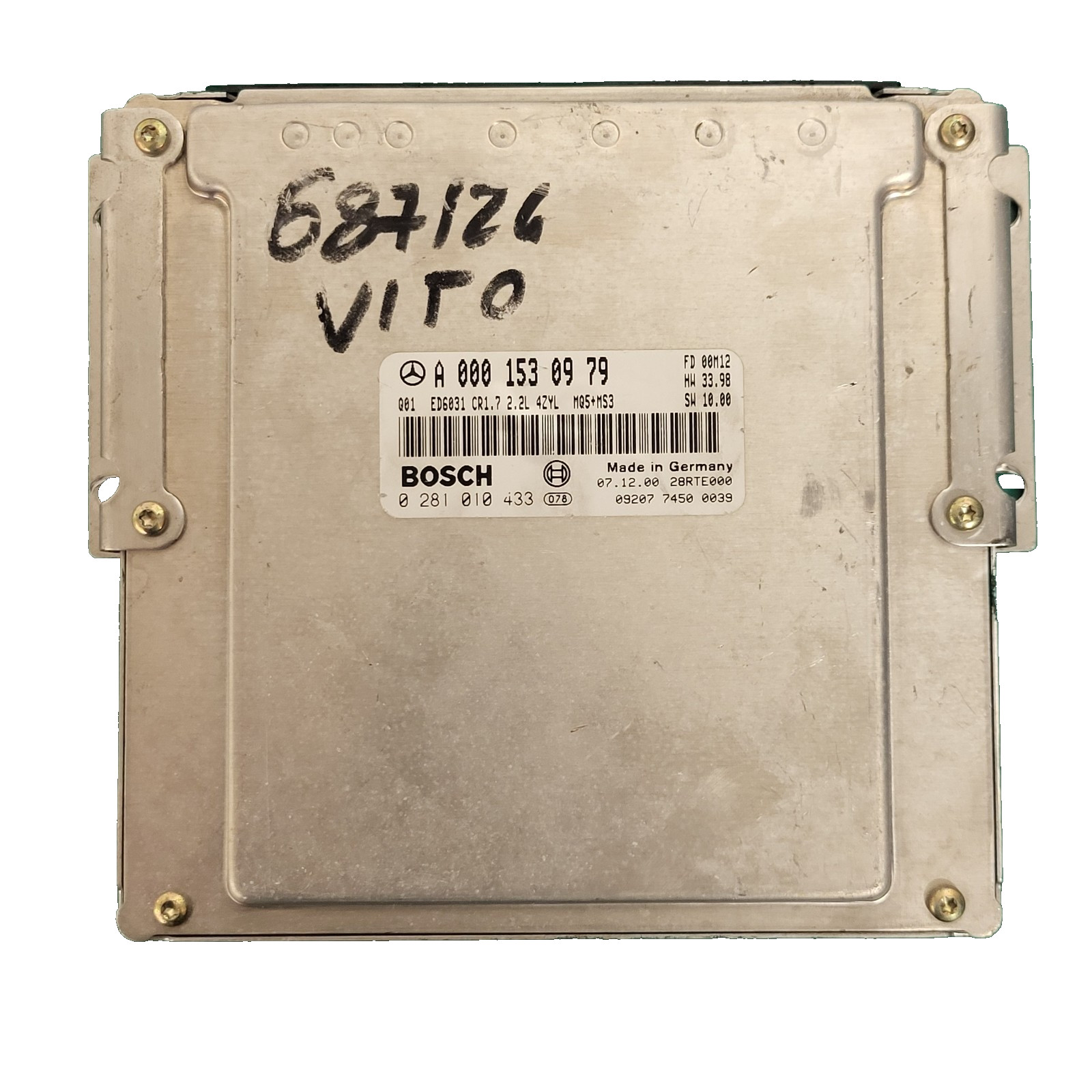 MERCEDES VITO W638 ECU / A0001530979 / 0281017862 ED6031 CR1.7 2.2L 4ZYL MQ5+MS3