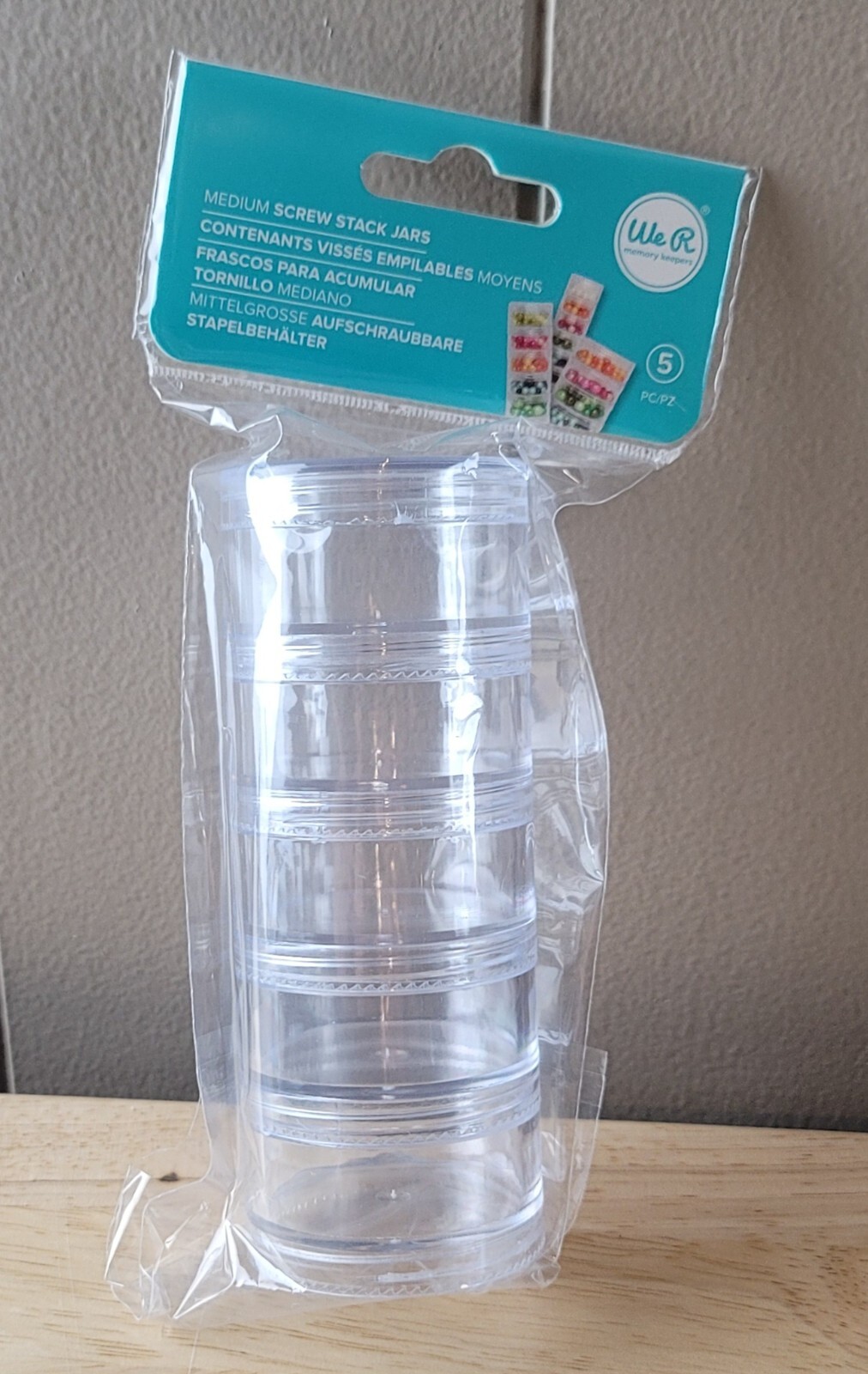 We R Memory Keepers MEDIUM SCREW STACK JARS Lot of 3 Plastic Jars