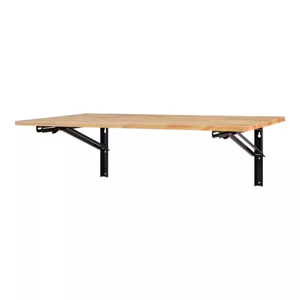 41 in. W x 24 in. D Folding Wood Top Wall Mounted Workbench 400 Lbs. Capacity