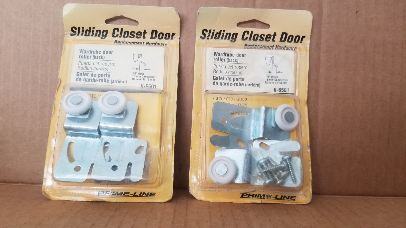 2PK  Prime Line N-6501 Sliding Closet Door Roller. open package