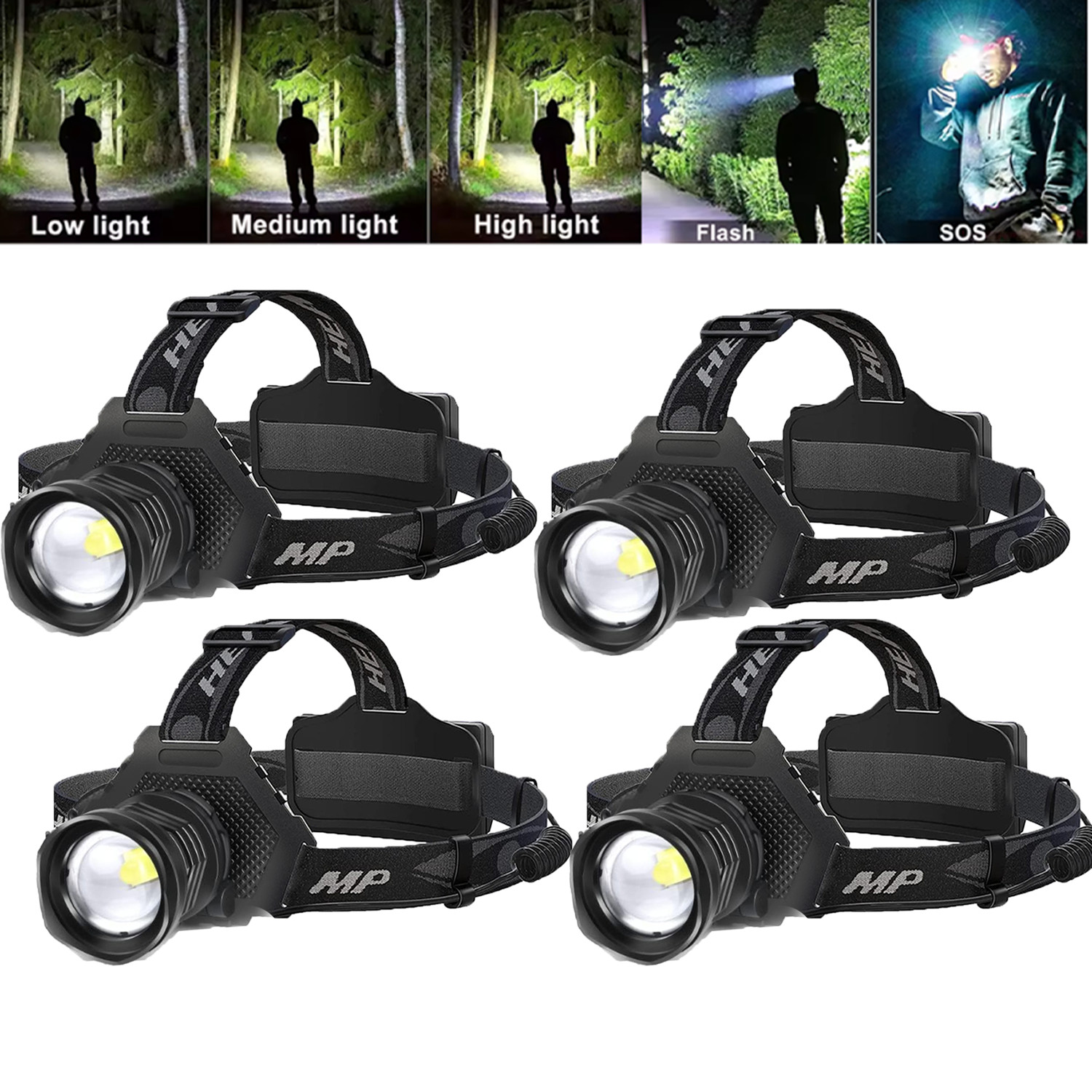 100000LM LED Headlamp Rechargeable Headlight Zoomable Head Torch Lamp Flashlight