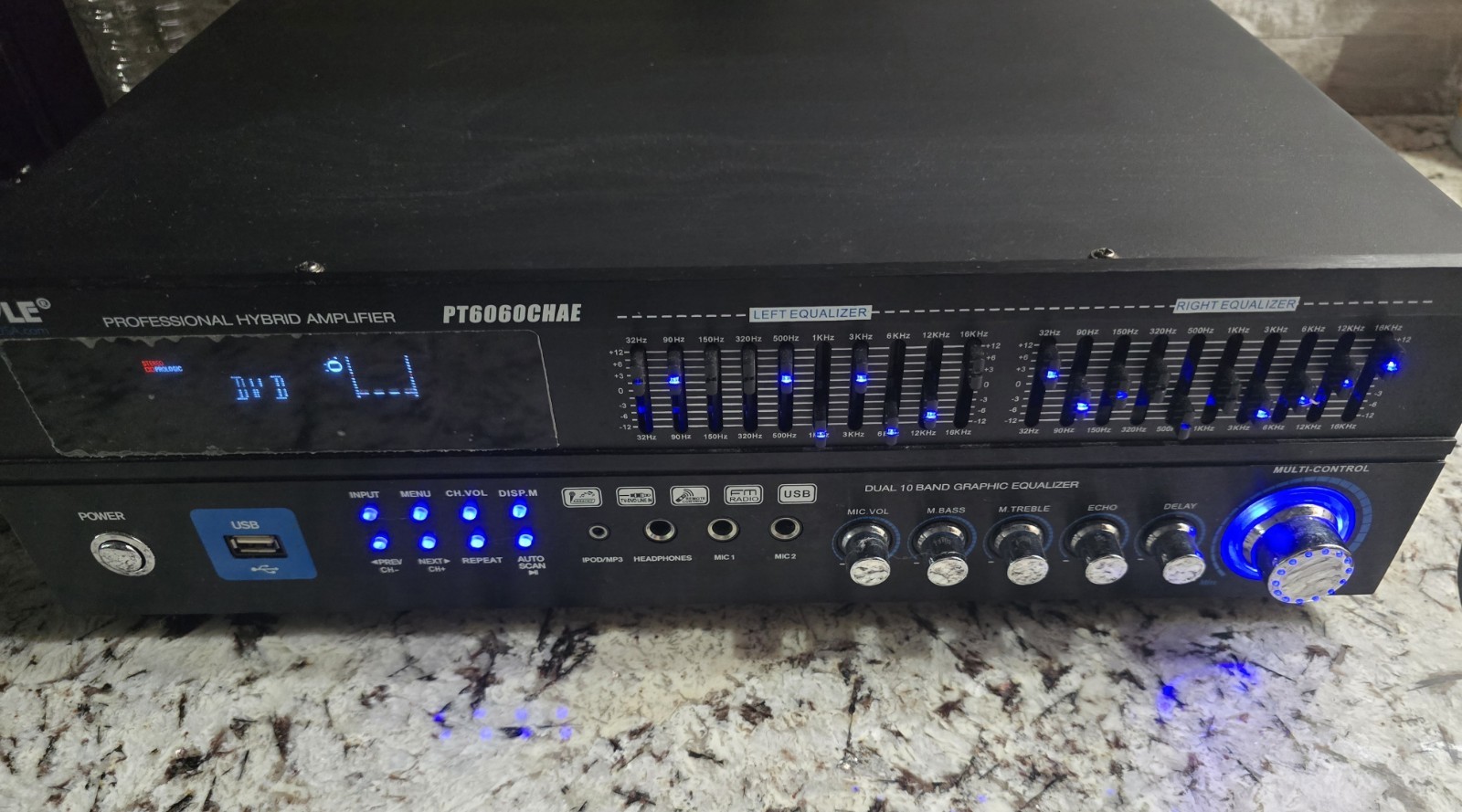 Pyle Bluetooth Hybrid Home Amplifier 6-Channel 2000W Rack PT6060CHAE No Antenna