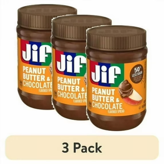 (3 pack) Jif Peanut Butter & Chocolate Flavored Spread, 15 oz Jar...