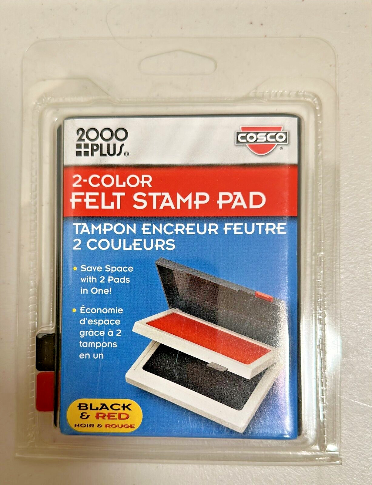 Cosco 090468 Two-Color Felt Stamp Pads Red/Black - Sealed -New!