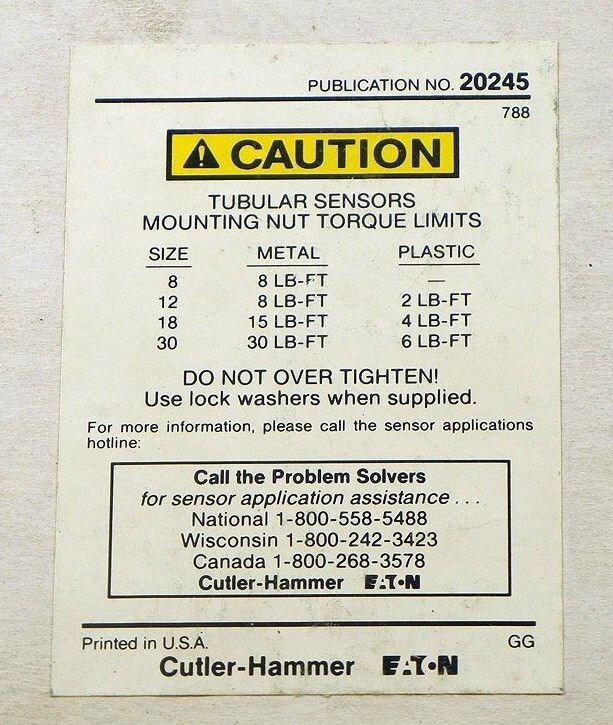 Cutler Hammer Tubular Inductive Proximity Sensor E57CAL18A2 ~ NEW in BOX