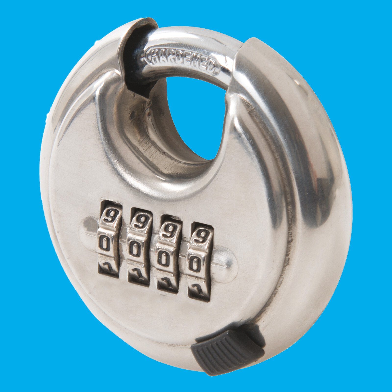 1x 70mm Stainless Steel 4-Digit Combination Disc Padlock, Weatherproof, Shed