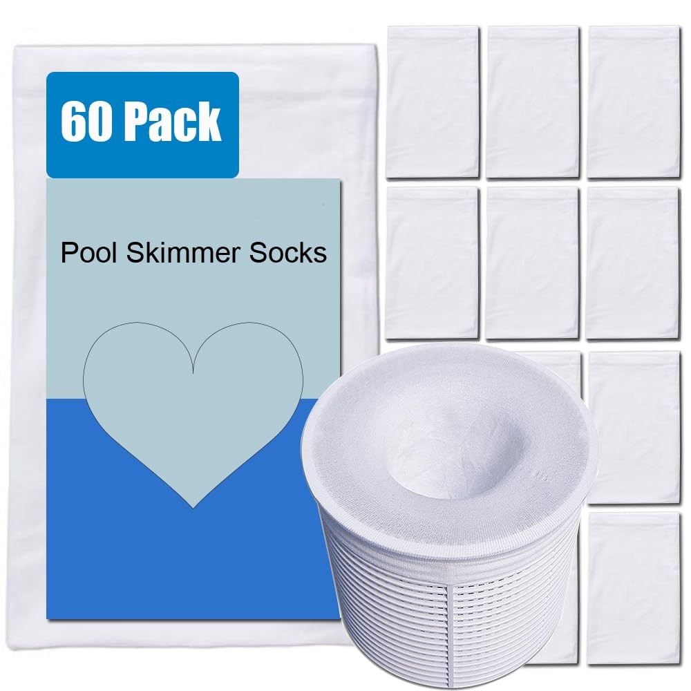 60 Pack Pool Skimmer Socks,Pool Filter Socks Reusable and Spas...