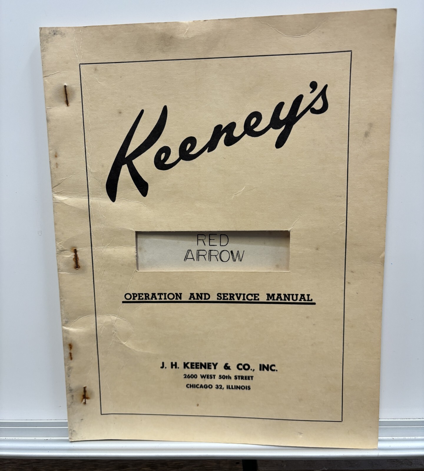 ORIGINAL-KEENEY-RED ARROW-OPERATION AND SERVICE MANUAL-SCHEMATICS