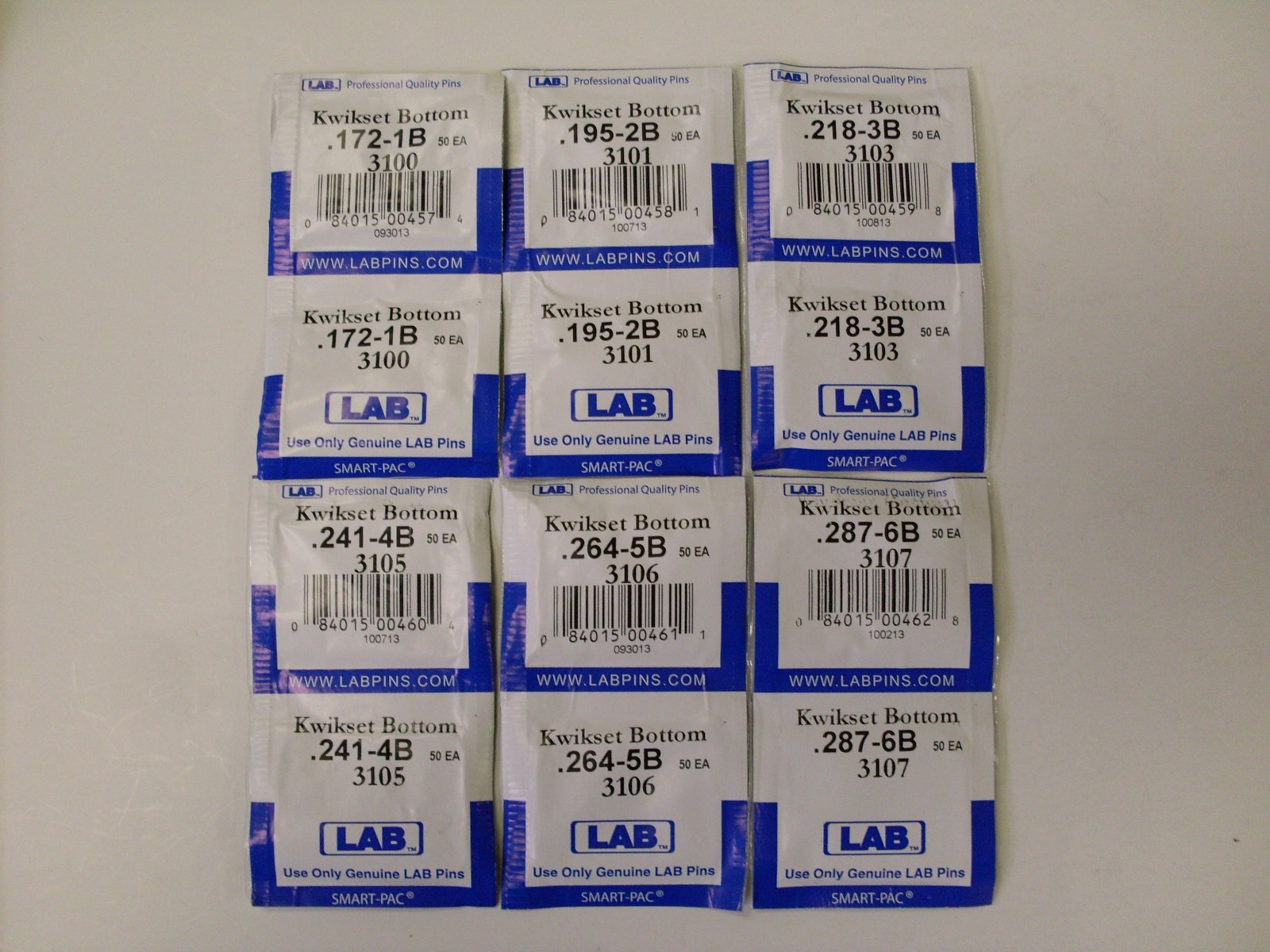 Kwikset Bottom Pins - original  keying pins by Lab lot of 6 packs #1B - 6B