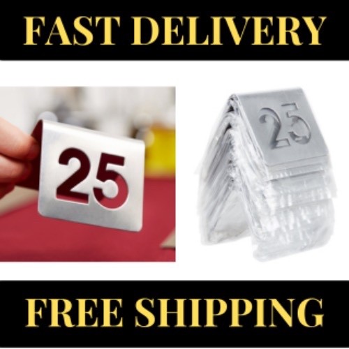 1-25 Stainless Steel 2" Silver Restaurant Table Tent Number Stand Seating Sign