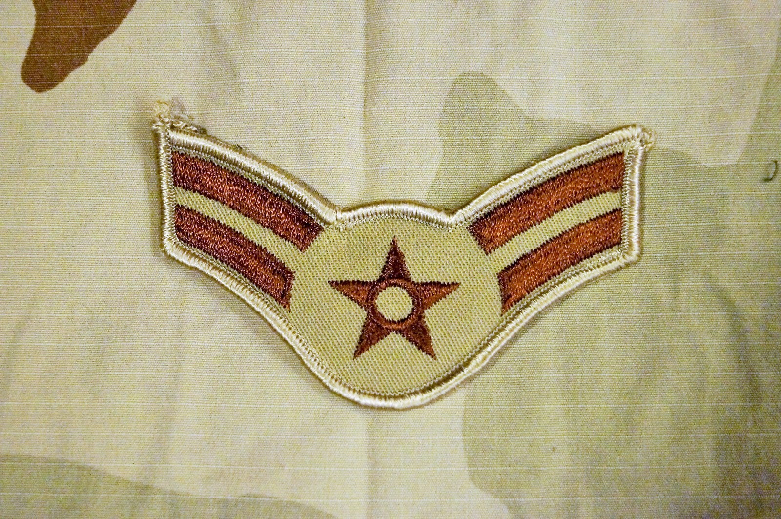 Military Patch US Air Force Desert Tan Color Airman First Class A1C Rank