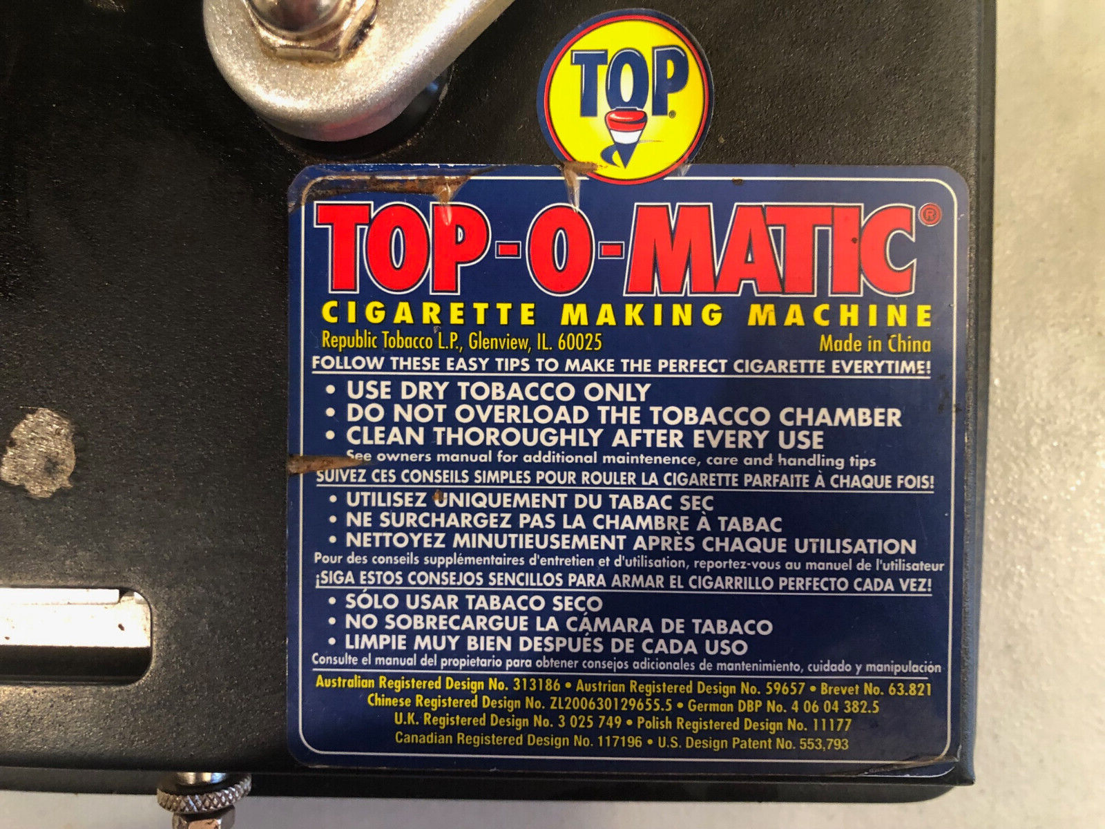 Top-O-Matic Cigarette Making Machine