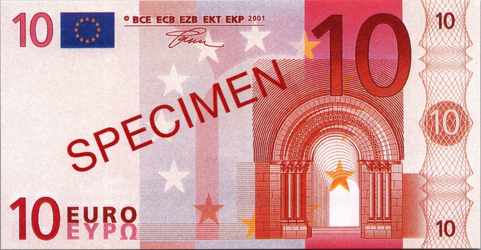 European Union 2001 10 Euros Banknote SPECIMEN " RARE " UNC