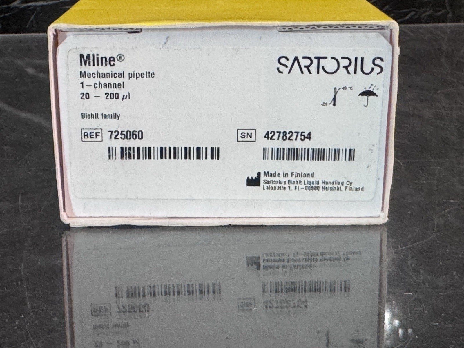 SARTORIUS MLINE MECHANICAL PIPETTE 1-CHANNEL 20-200 µL 725060 BIOHIT
