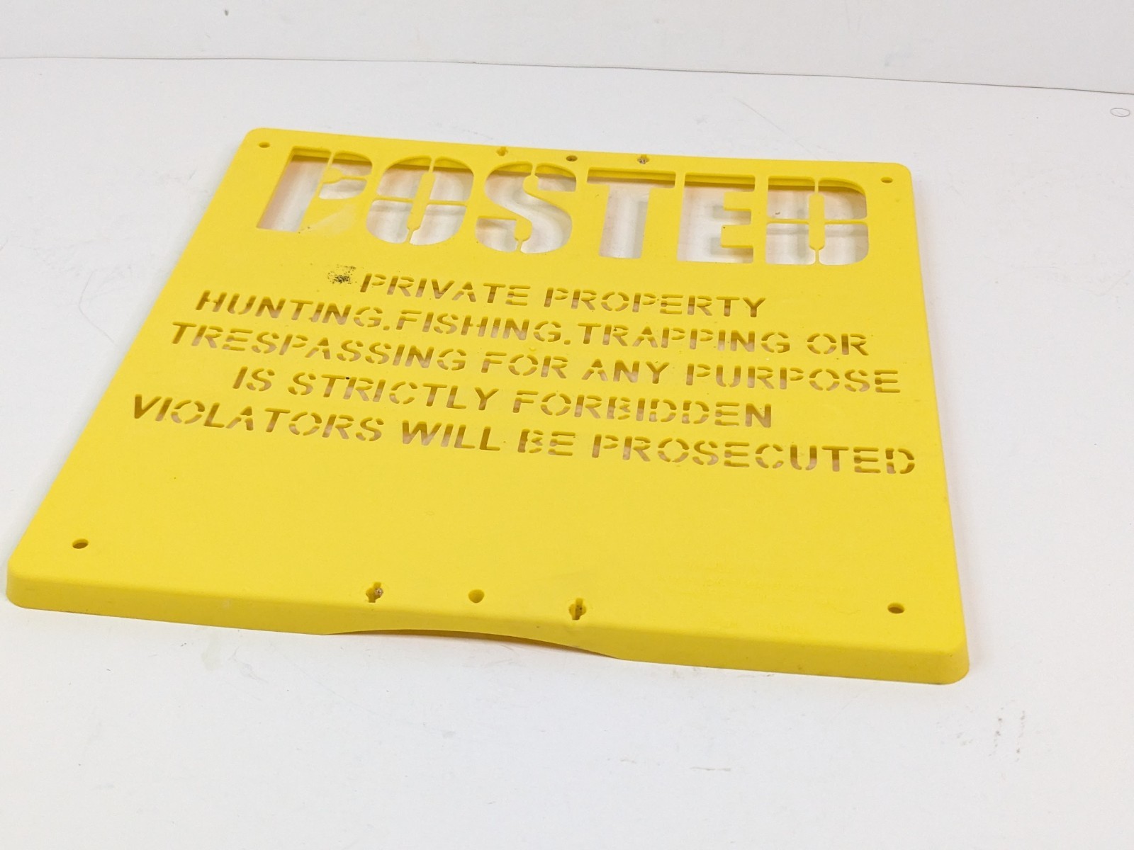 Private Property Hunting Fishing Trespassing Plastic Stencil Sign 11x11 Yellow