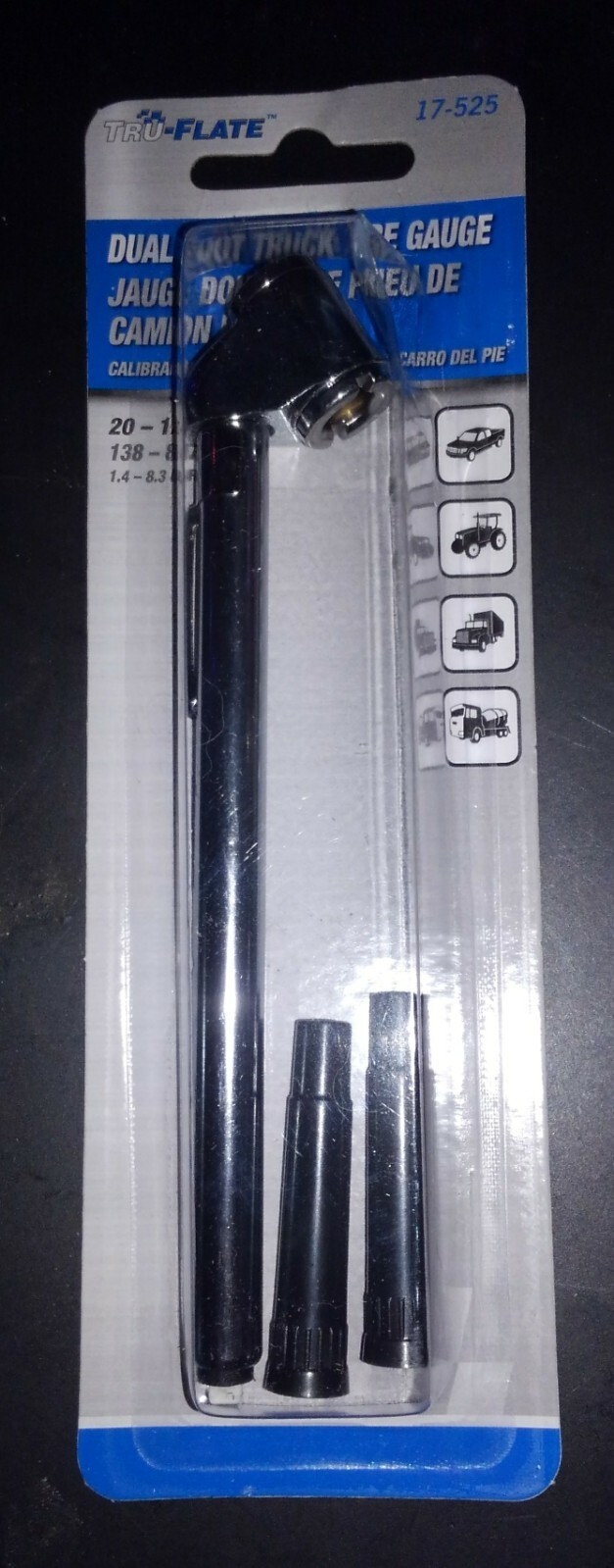 Tire Gauge Tru-Flate 17-525 Aluminum Dual Foot 20 to 120 PSI gage guage charity
