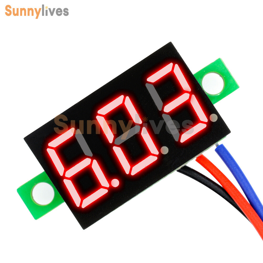 DC 0-30V LED Panel Voltage Meter 3-Digital Display Voltmeter 0.36 inch 3 Wires